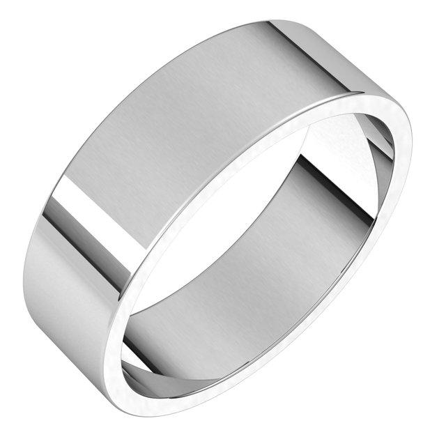 Flat Classic Fit Wedding Bands, White Gold