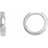 14K White Gold Hinged Hoop Earrings, Round Profile