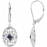 Sterling Silver Emerald/Ruby/Sapphire Lever Back Earrings
