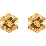 14K Gold Natural 6 mm Citrine Stud Earrings