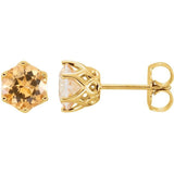 14K Gold Natural 6 mm Citrine Stud Earrings
