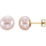 14K Yellow Gold Cultured Pink Freshwater Pearl Stud Earrings