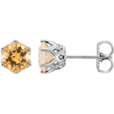 14K Gold Natural 6 mm Citrine Stud Earrings