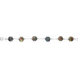 Sterling Silver Freshwater Cultured Black Coin Pearl 7.5" Station Bracelet