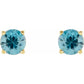 14K Gold 5 mm Natural Blue Zircon Stud Earrings
