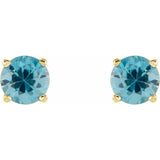 14K Gold 5 mm Natural Blue Zircon Stud Earrings