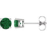 14K Gold 5 mm Natural Emerald Stud Earrings