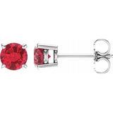 14K Gold 5 mm Natural Ruby Stud Earrings