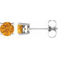 14K Gold 5 mm Natural Citrine Stud Earrings