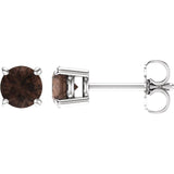 14K Gold 5 mm Natural Smoky Quartz Stud Earrings