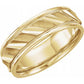 14K Yellow Gold Ridged Wedding Band with Milgrain Edge, 6.75 mm Wide