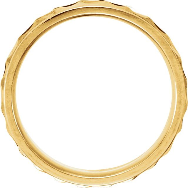 14K Yellow Gold Ridged Wedding Band with Milgrain Edge, 6.75 mm Wide