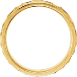 14K Yellow Gold Ridged Wedding Band with Milgrain Edge, 6.75 mm Wide
