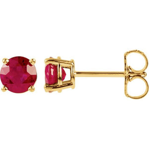 14K Gold 5 mm Natural Ruby Stud Earrings