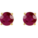 14K Gold 5 mm Natural Ruby Stud Earrings