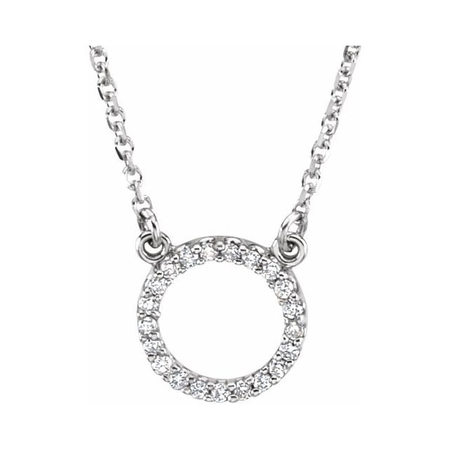 14K Gold .08 CTW Diamond Circle 16" Necklace