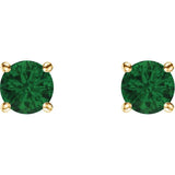 14K Gold 5 mm Natural Emerald Stud Earrings