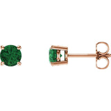 14K Gold 5 mm Natural Emerald Stud Earrings