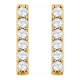 14K Yellow Gold 1/10 CTW Diamond Bar Earrings