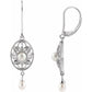 Sterling Silver & Cultured Freshwater Pearl .05 CTW Diamond Earrings