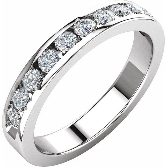 14K White Gold 1/2 CTW Round Diamond Anniversary Band