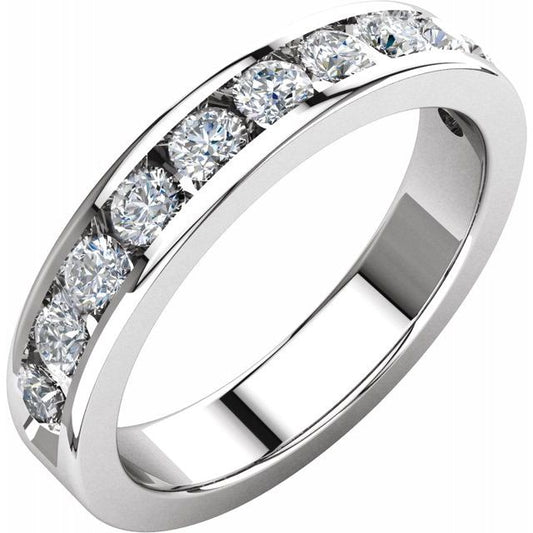 14K White Gold 3/4 CTW Round Diamond Anniversary Band