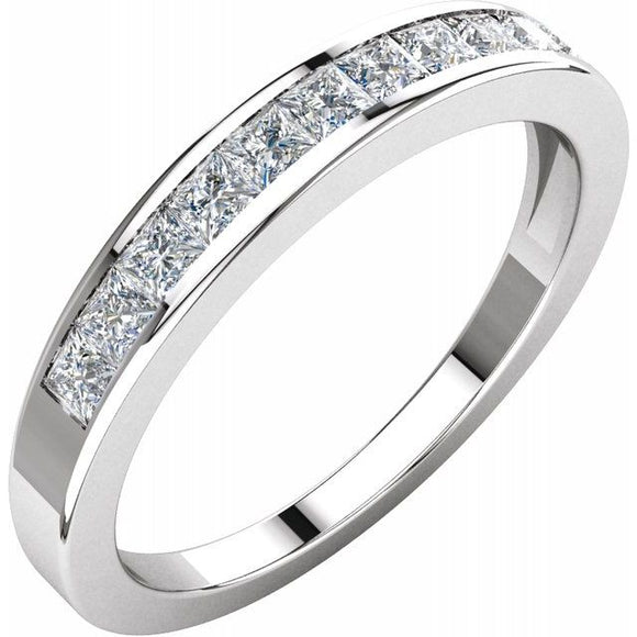 Platinum 1/2 CTW Square Diamond Anniversary Band