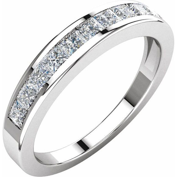 Platinum 3/4 CTW Square Diamond Anniversary Band