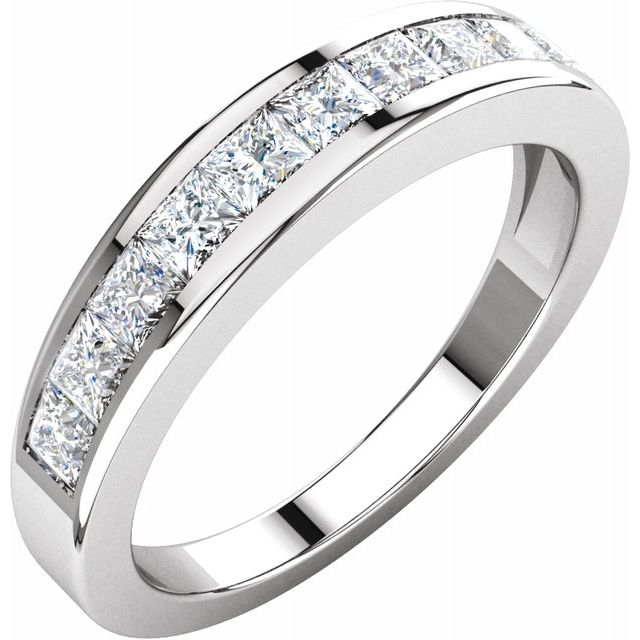 Platinum 1 CTW Square Diamond Anniversary Band
