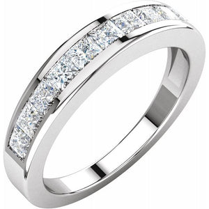 Platinum 1 CTW Square Diamond Anniversary Band