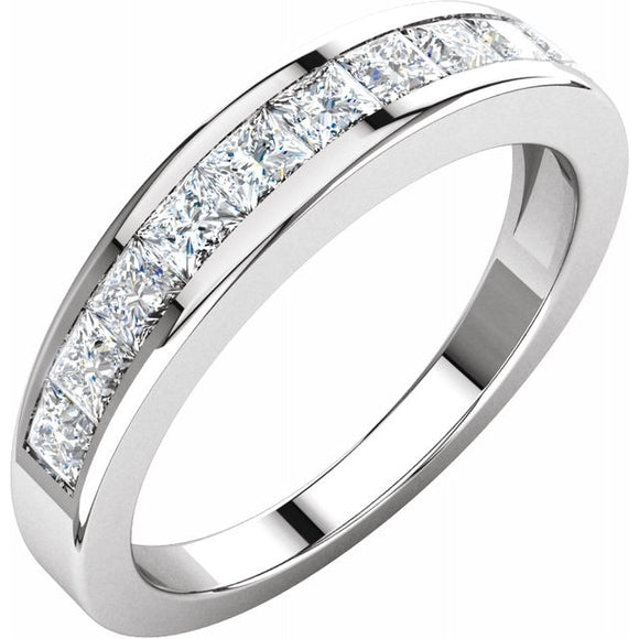 Platinum 1 CTW Square Diamond Anniversary Band