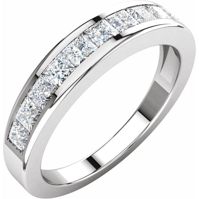 14K White Gold 1 CTW Square Diamond Anniversary Band