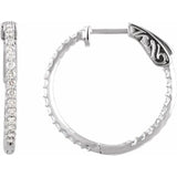 23 mm 3/4 CTW Natural Diamond Inside-Outside Hinged Hoop Earrings