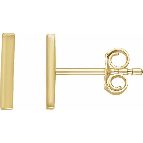 14K Yellow Gold Vertical Bar Drop Earrings
