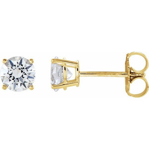 14K Gold 5 mm Natural White Sapphire Stud Earrings