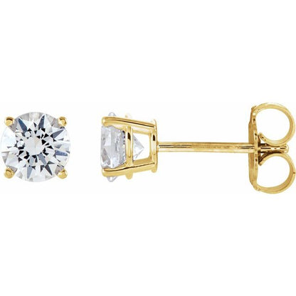 14K Gold 1 CTW Natural Diamond Solitaire Stud Earrings