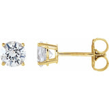 14K Gold 5 mm Natural White Sapphire Stud Earrings