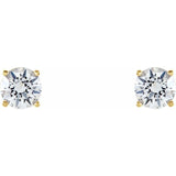 14K Gold 5 mm Natural White Sapphire Stud Earrings