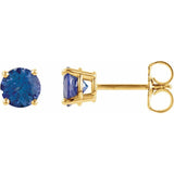 14K Gold 5 mm Natural Tanzanite Stud Earrings