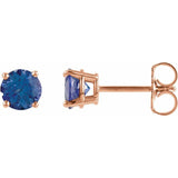 14K Gold 5 mm Natural Tanzanite Stud Earrings