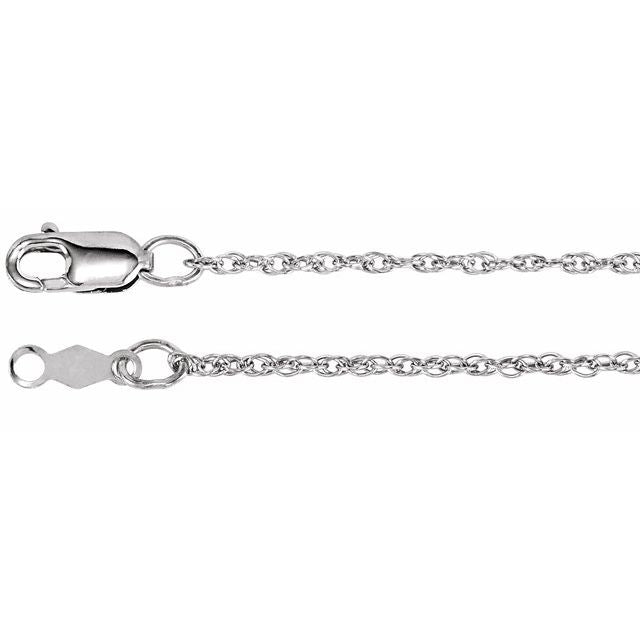 10K White Gold 1.25 mm Rope Chain