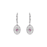 Sterling Silver Emerald/Ruby/Sapphire Lever Back Earrings