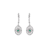 Sterling Silver Emerald/Ruby/Sapphire Lever Back Earrings