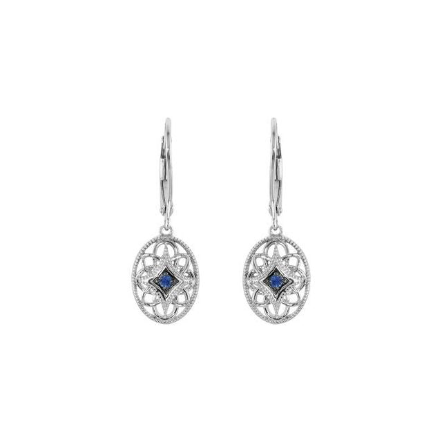 Sterling Silver Emerald/Ruby/Sapphire Lever Back Earrings