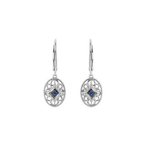 Sterling Silver Emerald/Ruby/Sapphire Lever Back Earrings