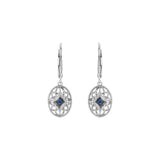 Sterling Silver Emerald/Ruby/Sapphire Lever Back Earrings