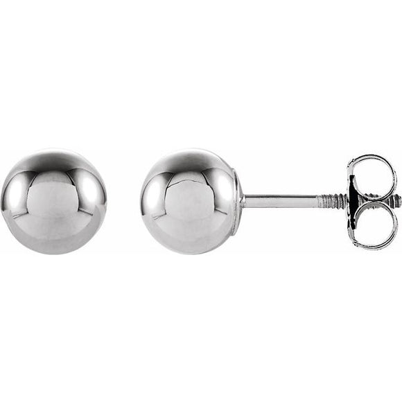 14K White Gold Ball Stud Earrings