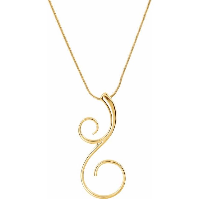 14K Yellow Gold Scroll 18" Necklace