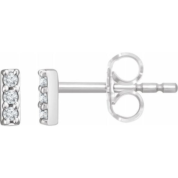 14K White Gold .05 CTW Diamond Bar Earrings