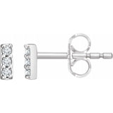 14K White Gold .05 CTW Diamond Bar Earrings